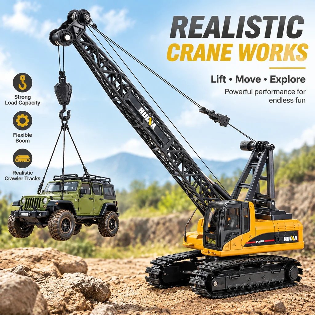 RC Crane Tower Crane Electric Remote Control Construction Vehicle Large Engineering Model Toy Gift For Boys Kids Engineering