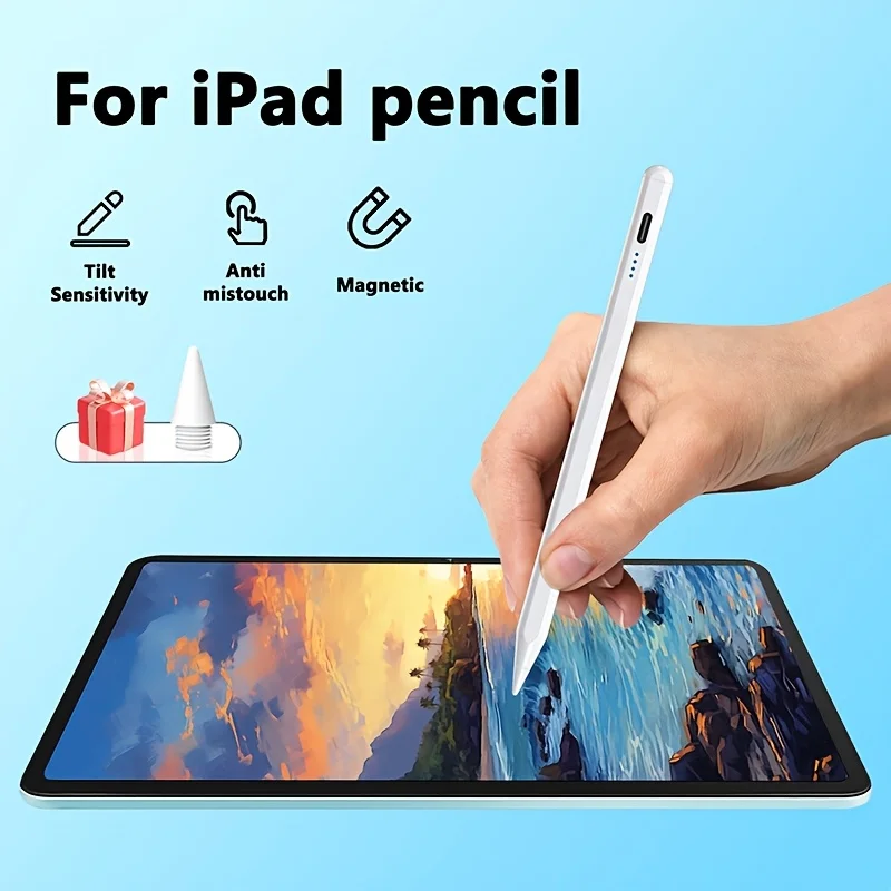 Touch Pen For iPad 7 8 9th 10 11th Gen A16 Tilt Sensing With Palm Repulsion Magnetic Stylus Pen For iPad 2018-2026 M3 M2 Pro 11