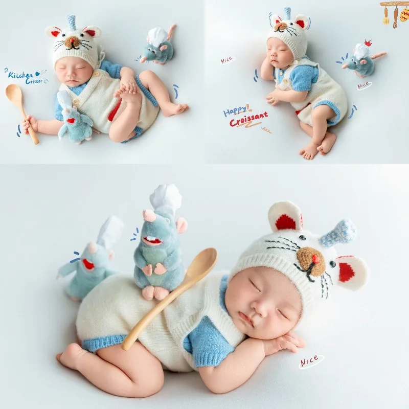 newborn-photography-props-rat-cartoon-costume-set-studio-monthly-theme-full-moon-photo-prop-baby-outfit-for-boy-girl-new-arrival