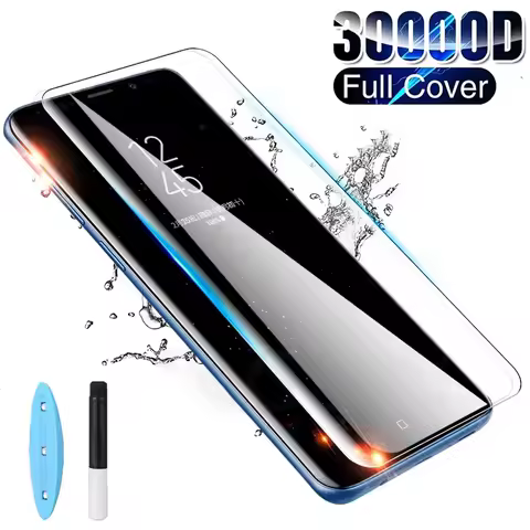 For Samsung Note 8 9 10 20 S10 S8 S9 Plus S21 S20 S24 Tempered Glass UV Full Cover Screen Protector Galaxy S24 S22 S23 S25 Ultra