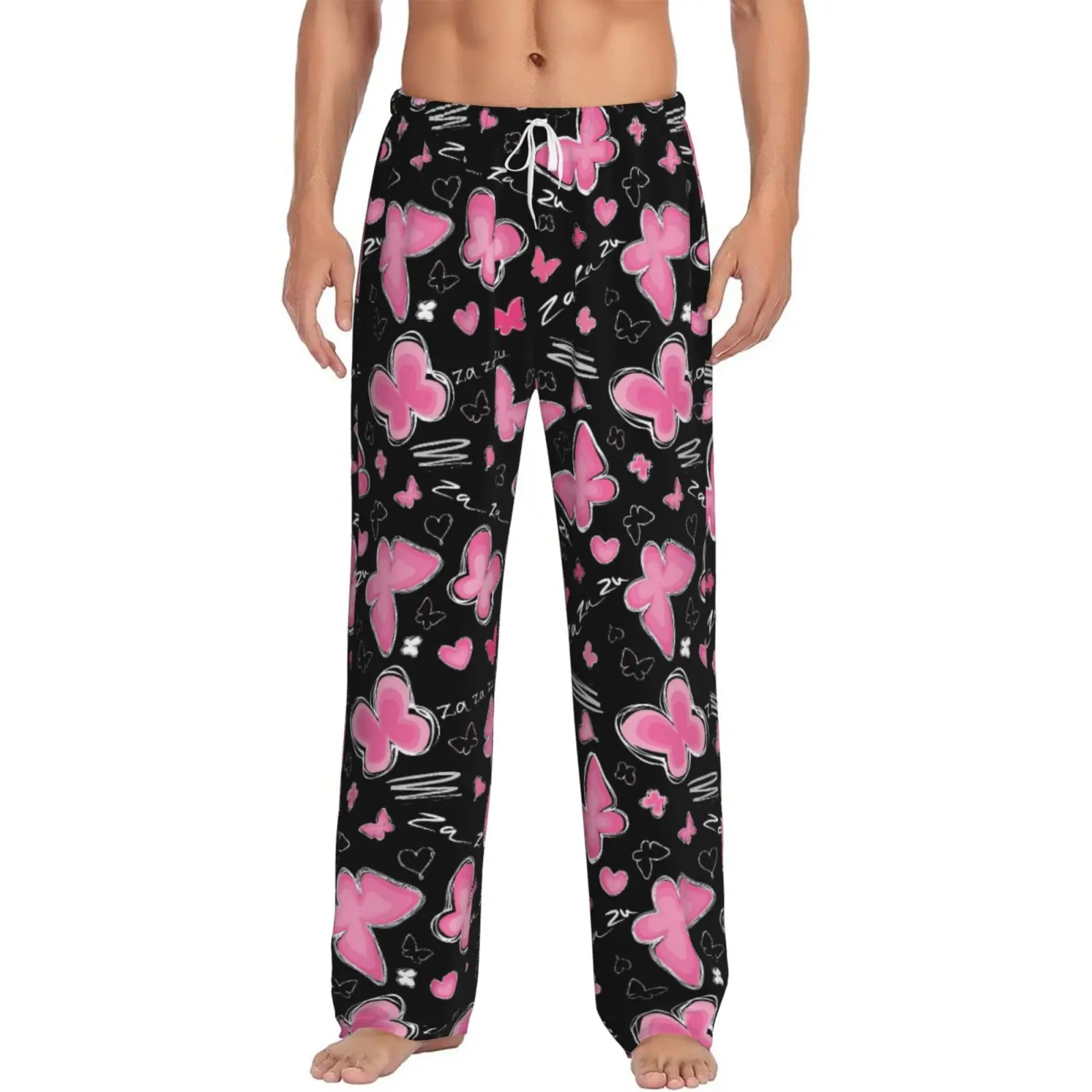 

Модные мужские спальные штаны с принтом бабочки, высококачественные спальные штаны оригинального стиля с карманами, домашние спальные штаны