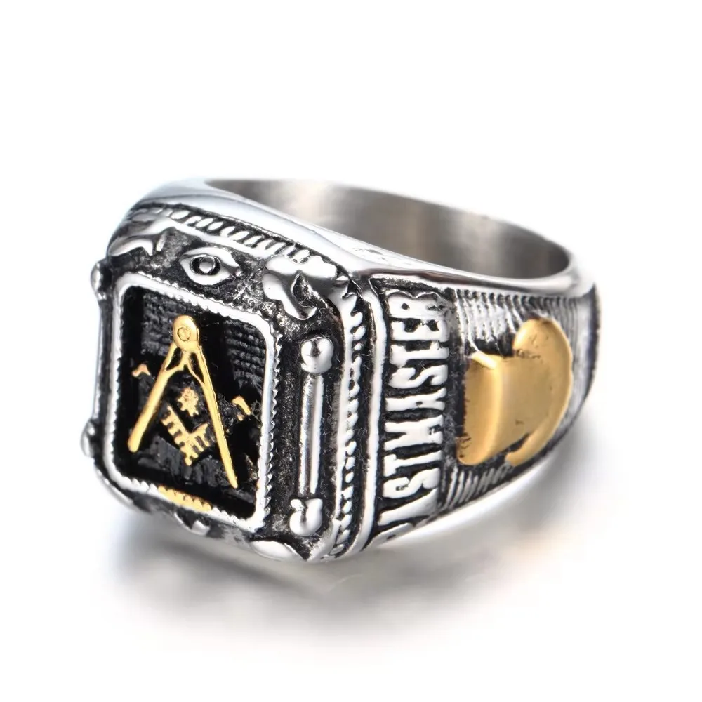 Europe and the United States stainless steel ring men \'s jewelry wholesale retro Masonic ring titanium steel ring