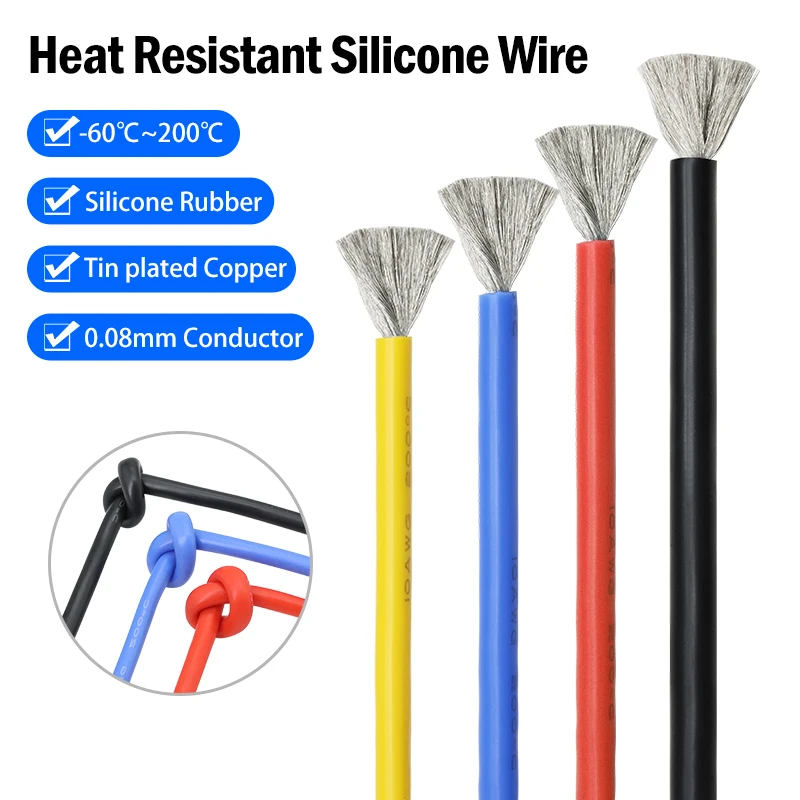 

1/3/5/10m Soft Silicone Copper Wire 30/28/26/24/22/20AWG High Temperature Flexible Electrical Power Cable DIY LED Light Wires