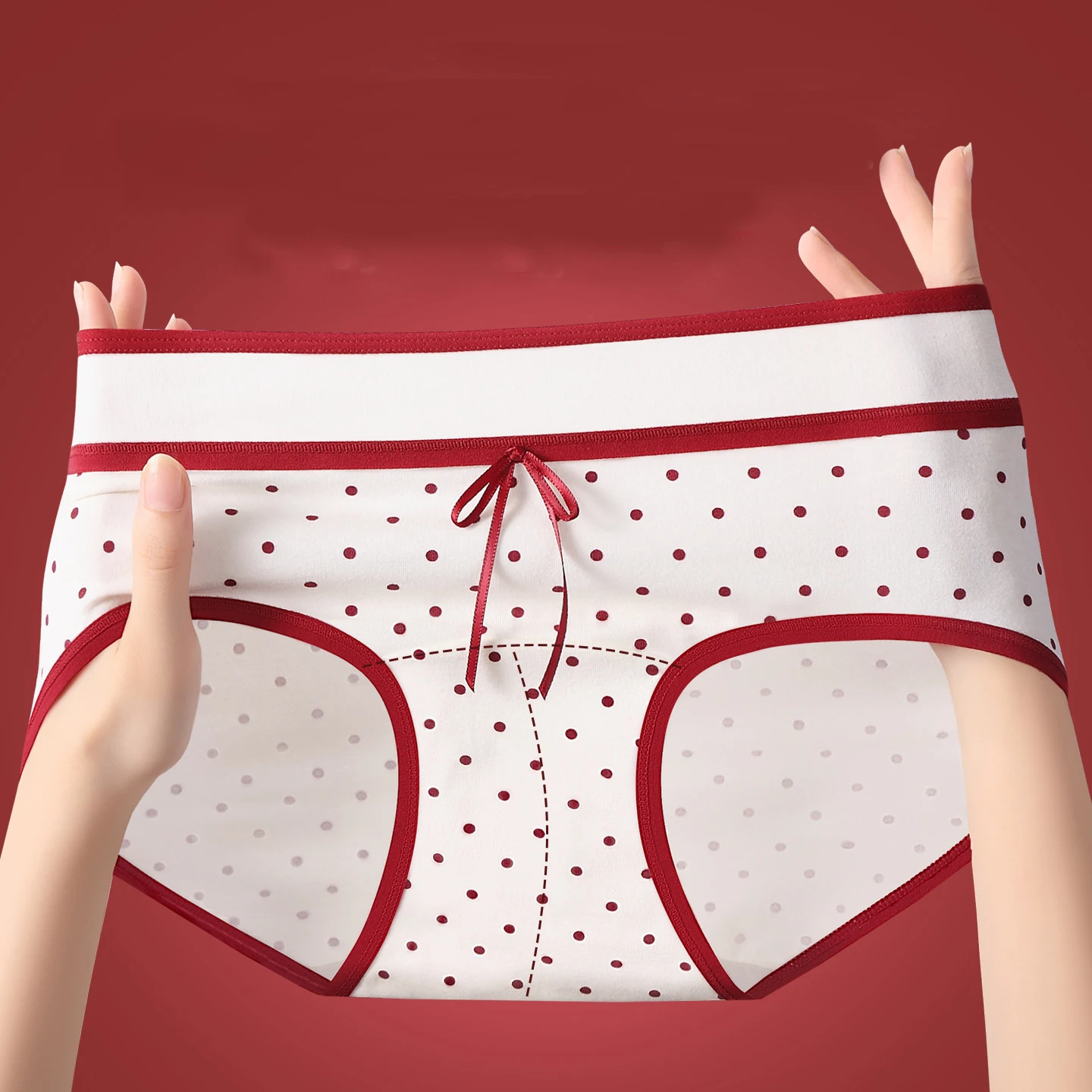 

1pcs Pure Cotton Panties Girls Underwear Teenager Cute Print Briefs Mid Waist Students Red Intimates Underpant Comfort Lingeries