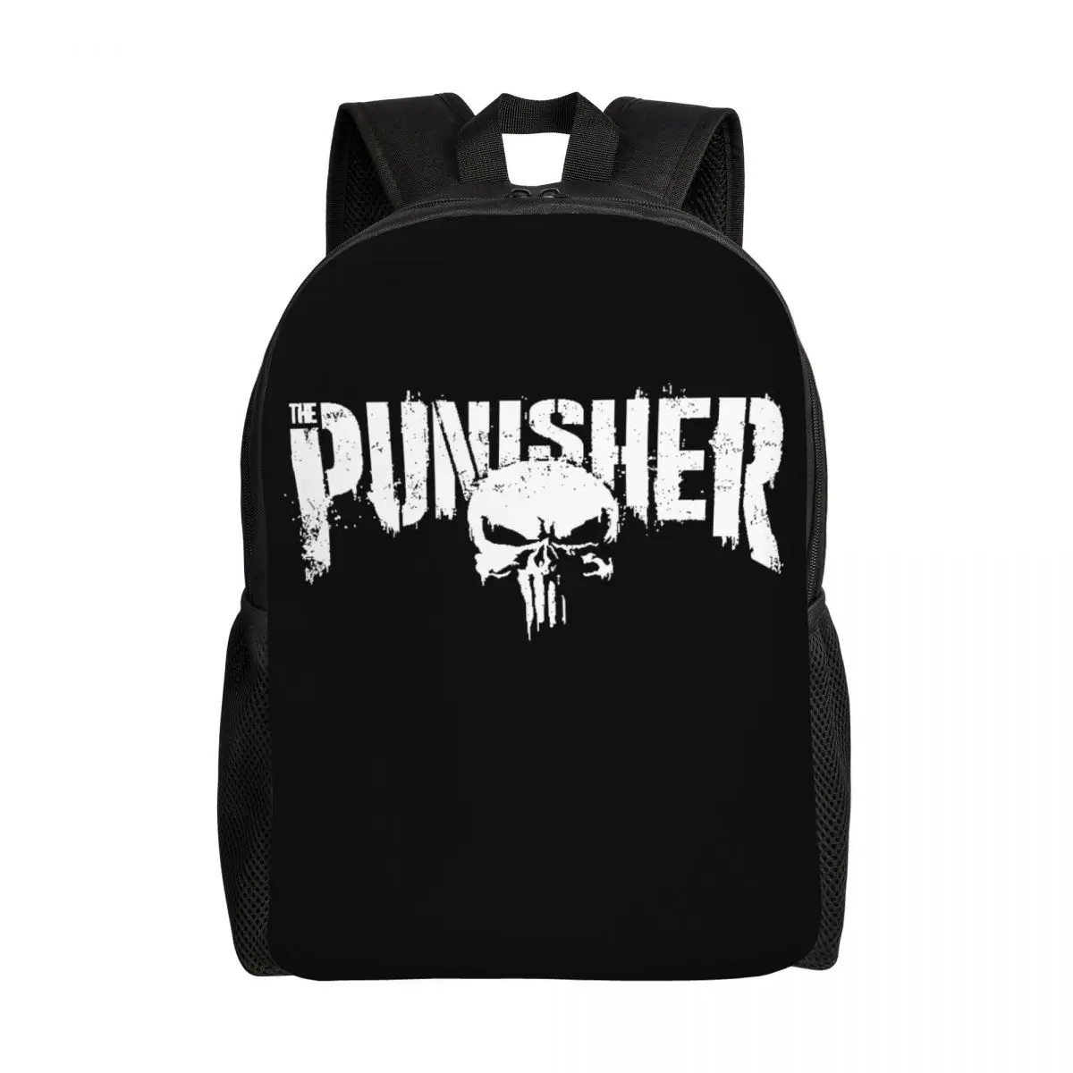 Customized Superhero Backpack Men Women Basic Bookbag for College School Punisher Skull Symbol Bags