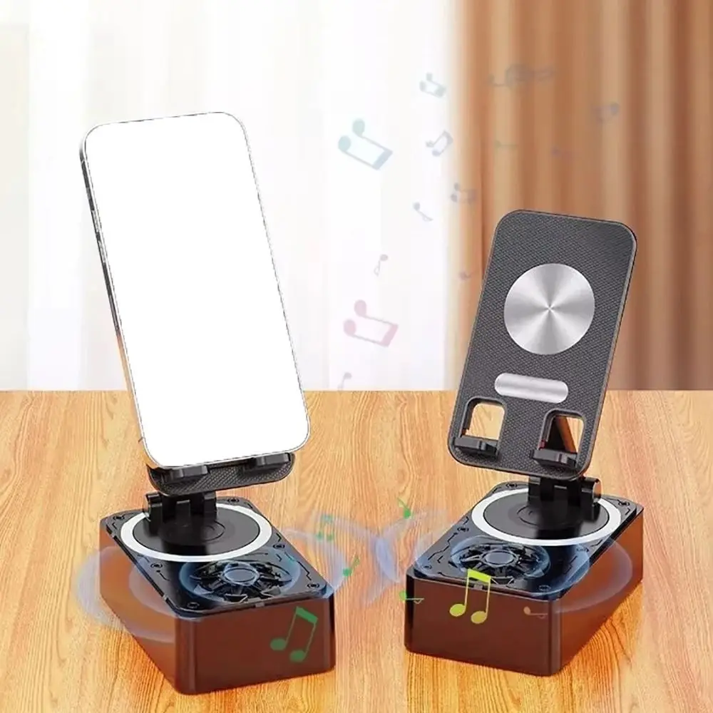 

4-in-1 Phone Holder Stand Foldable 360° Rotating Wireless Bluetooth speaker 3D Stereo Sound Anti-Slip Pads