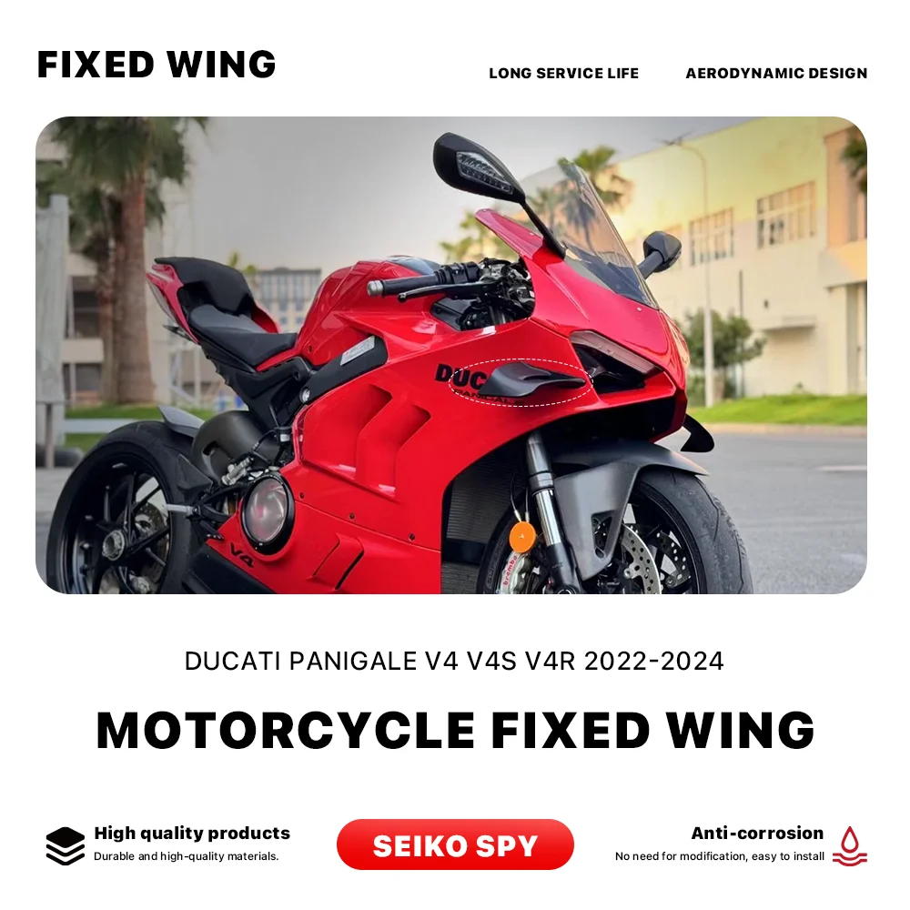 New Red Motorcycle Accessories Winglets Fit For Ducati Panigale V4 V4S V4R 2022 2023 Side Panels Fairing Fixed Wing