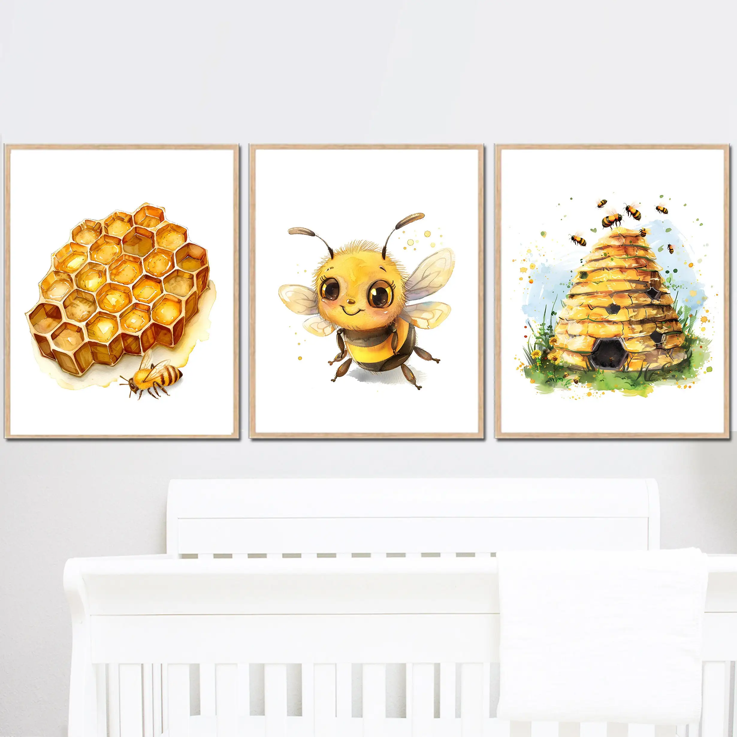 Bumble Bee Collecting Honey Hive Sweet Yellow Poster Print Wall Art Pictures Canvas Painting Living Room Bedroom Home Decor Gift