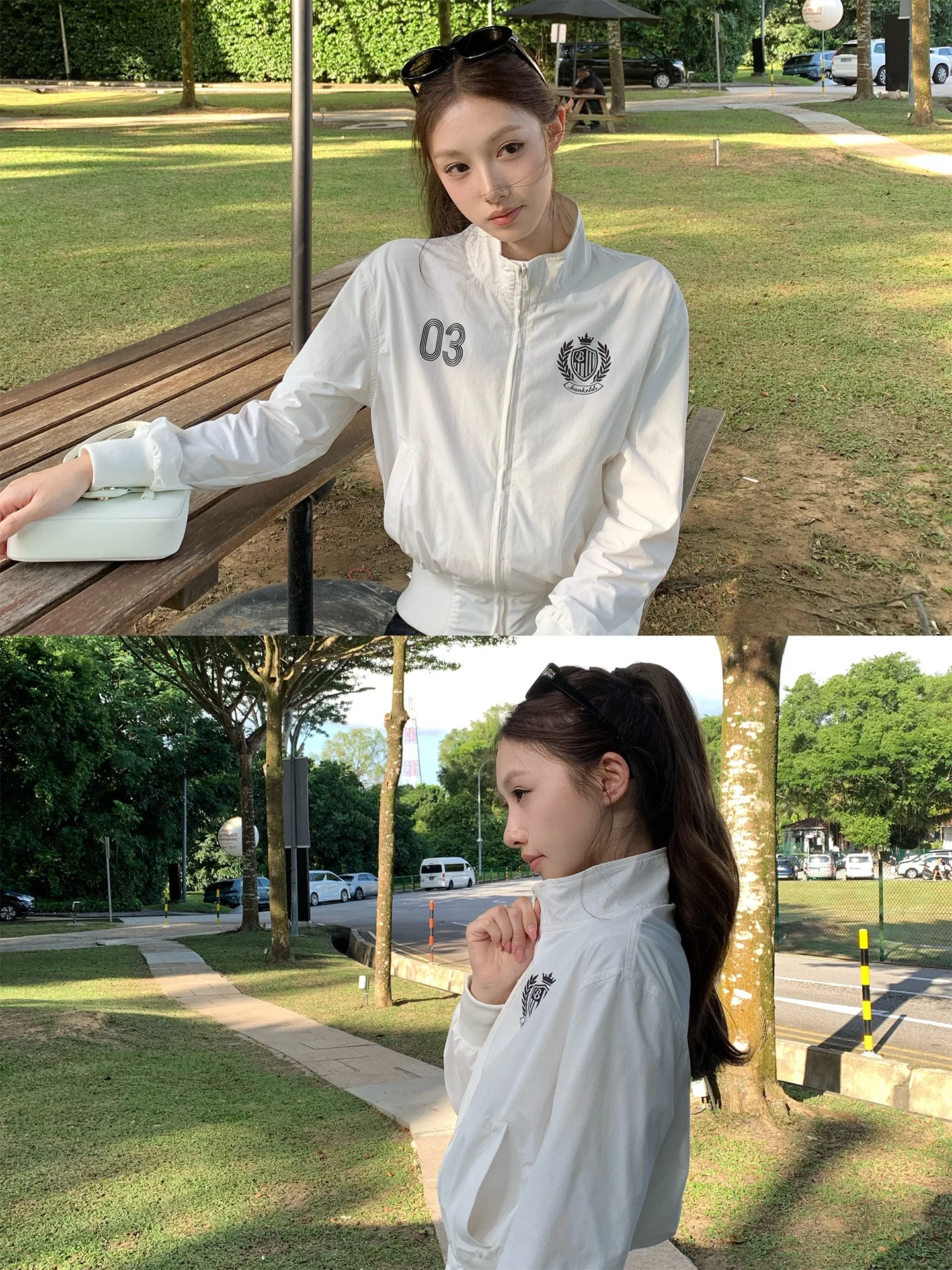 Chestnut Ladies Casual Letter Print Sunscreen Outdoor Jacket Slim Fit Nylon Fabric Long Sleeve Short Coat for Women