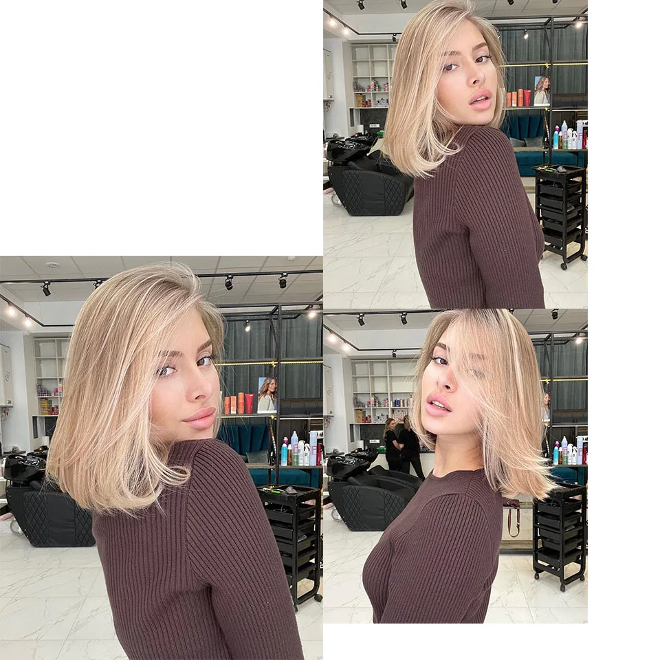 

Ombre Ash Blonde Bob Wigs HD Lace Wig 13x4 Human Hair 613 Blonde Colored Lace Front Human Hair Wigs 5x5 HD Lace Closure Wig