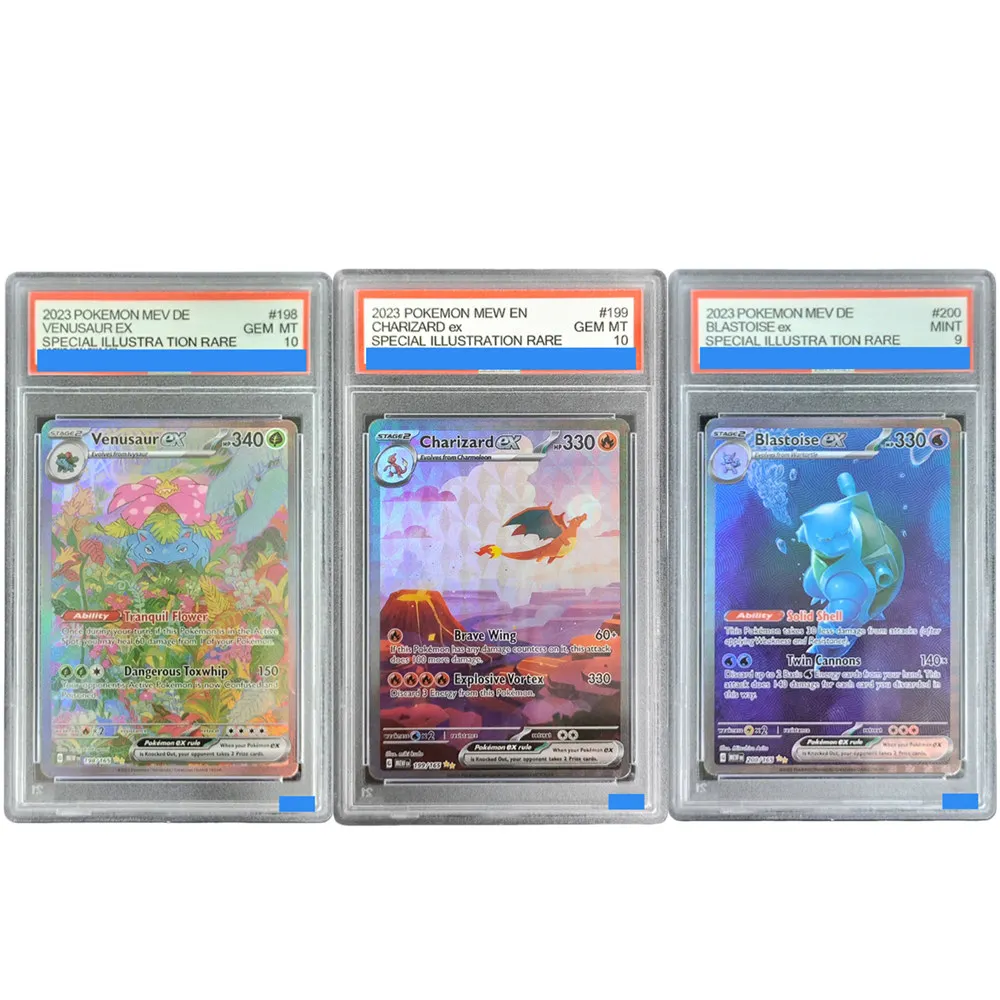 DIY 2023 TCG PKM MEW EN 151 # 199 200 198 CHARIZARD VENUSAUR BLASTOISE ex PKM Authentifizierungsgrad GEM MT 10 Sammelkarte Spielzeug