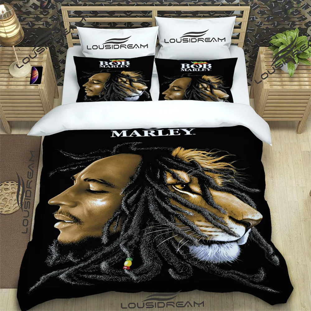 

Bob Marley Reggae Music Maple Leaf Comforter Bedding Set,Duvet Cover Bed Set Quilt Cover Pillowcase,King Queen Size Bedding Set