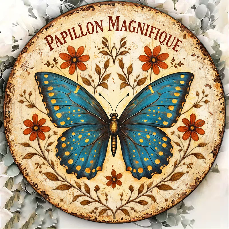 2D Flat - 1pc 8*8In/20X20Cm 2D Flat Round Sign, Vintage Plaque about 