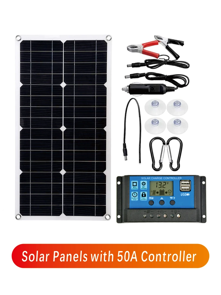 800W Draagbare Zonnepaneel Power Bank 12V Zonnepaneel Kit Controller Zonneplaat Voor Thuis/Camping/RV/Auto Snelle Batterijlader