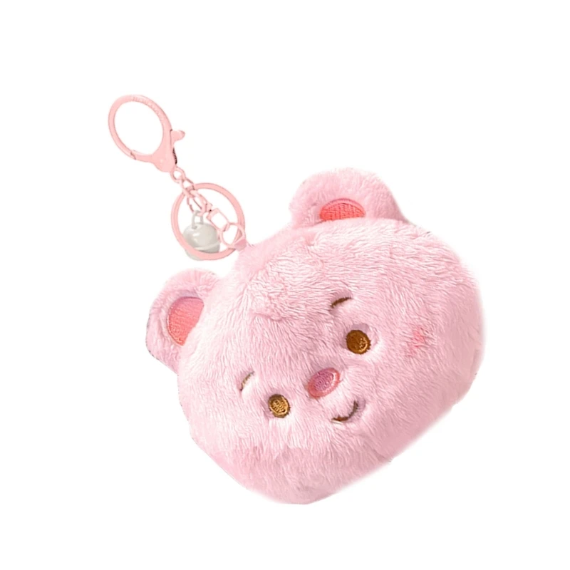 Multiuse Little Plush Butter Bear Change Purse Cartoon Keychain Hangable Earphone Storage for Daily Use Kids Gifts