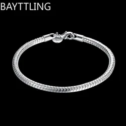 Hot new 925 Sterling Silver Bracelets for women men 4MM snake bone chain Wedding party Gifts high quality Fashion Jewelry Fine