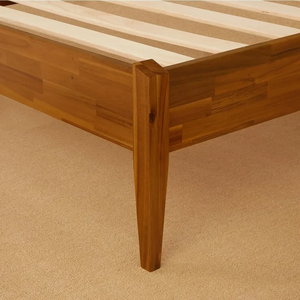 Bed Frame - Solid Wood Platform Bed Frame - Japanese Joinery Bed, Wood Slat Support - Easy Assembly, King15 Inch Wood Bed Frame