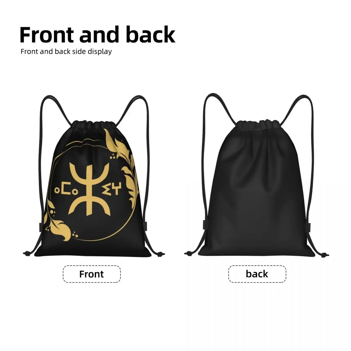 Amazigh Pride Tifinagh Patriotic Kabyle Drawstring Bag Portable Sports Gym Sackpack Traditional Amazigh Shopping Backpacks