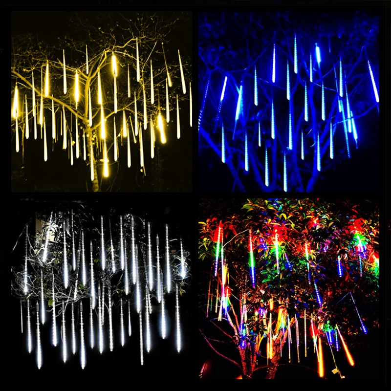 Imagem -04 - Led Meteor Shower Light Tubos eu us Plug Fairy Decoração de Natal Holiday String Decoração de Casamento Jardim 30 cm 50cm