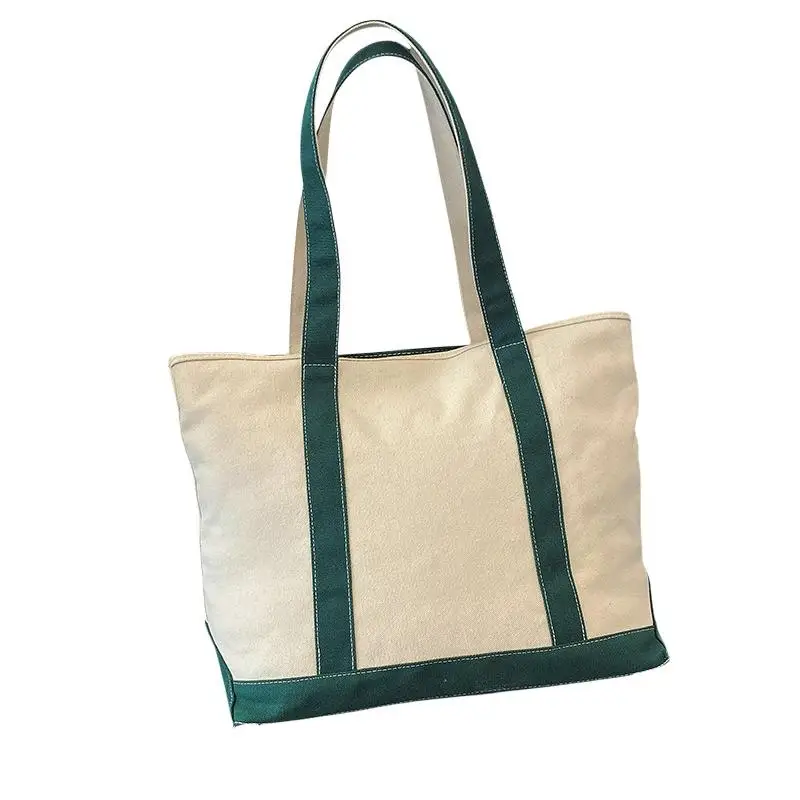 1 Stück Farbige Canvas-Tragetasche mit Verzierungen, Große Kapazität, Lässige Schulterhandtasche, Wiederverwendbare Einkaufstasche für Reisen und Outdoor-Aktivitäten – Detail 8