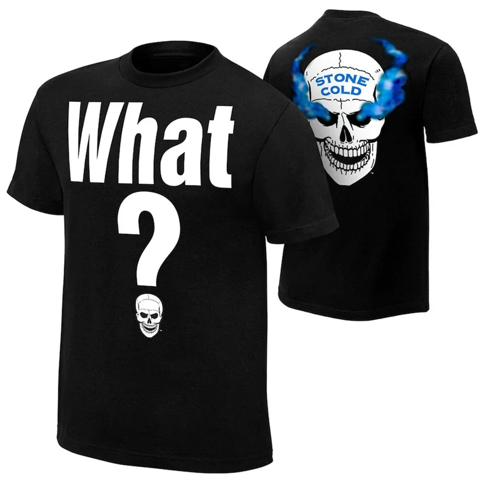 

Wrestling unisex Black Stone Cold Steve Austin retro adult What T-shirt new women's short sleeved 3D T-shirt