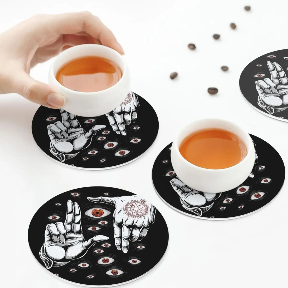 Alucard Hellsing Manga Coasters Kitchen Placemats Non-slip Insulation Cup Coffee Mats For Decor Home Tableware Pads Set of 4
