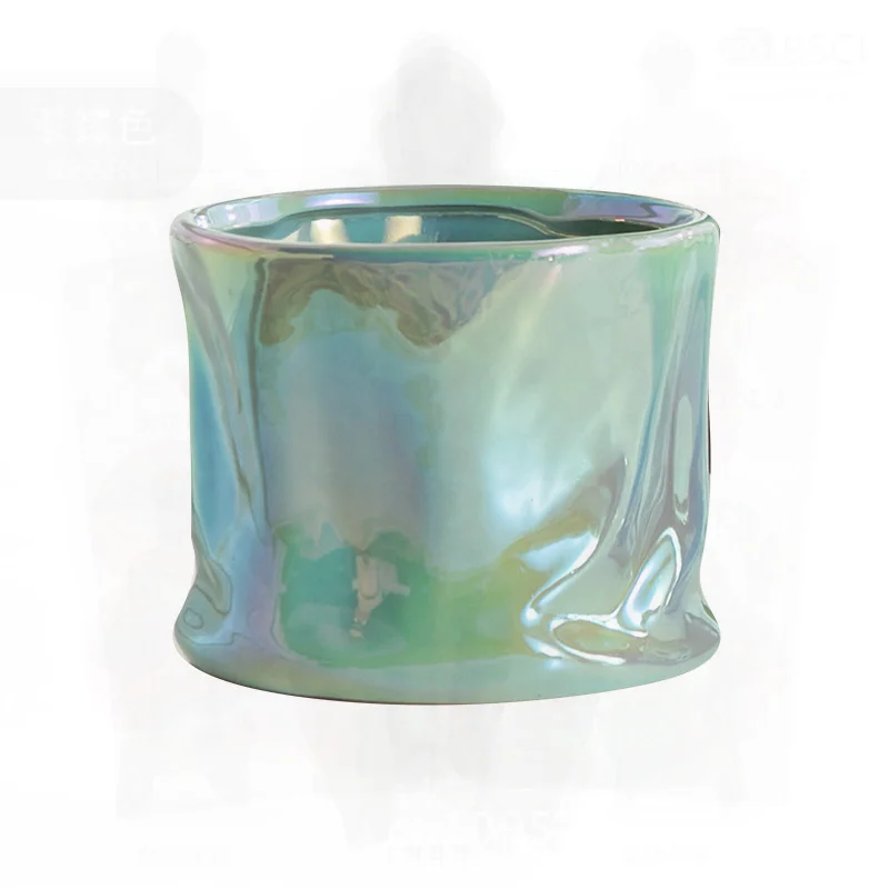 

Electroplated Golden Ceramic Flower Pot Nordic Style Silver Light Luxury Rectangular Bonsai Plant Stand Breathable Durable