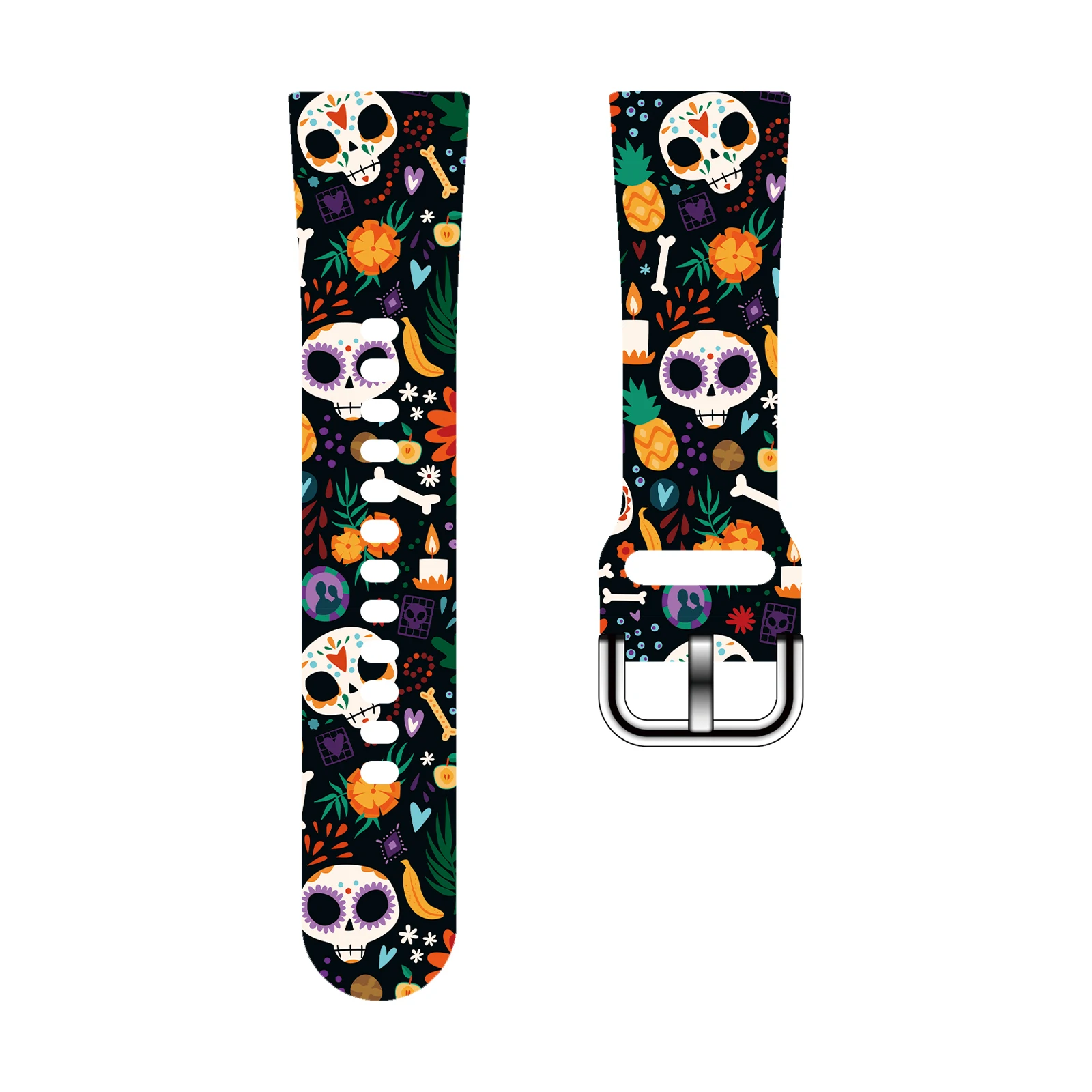 

Halloween Skull Printed Strap for Fitbit Versa 2/1 Watchband Replaceable Bracelet for Versa 4/3 Watch Band for Women as a Gift