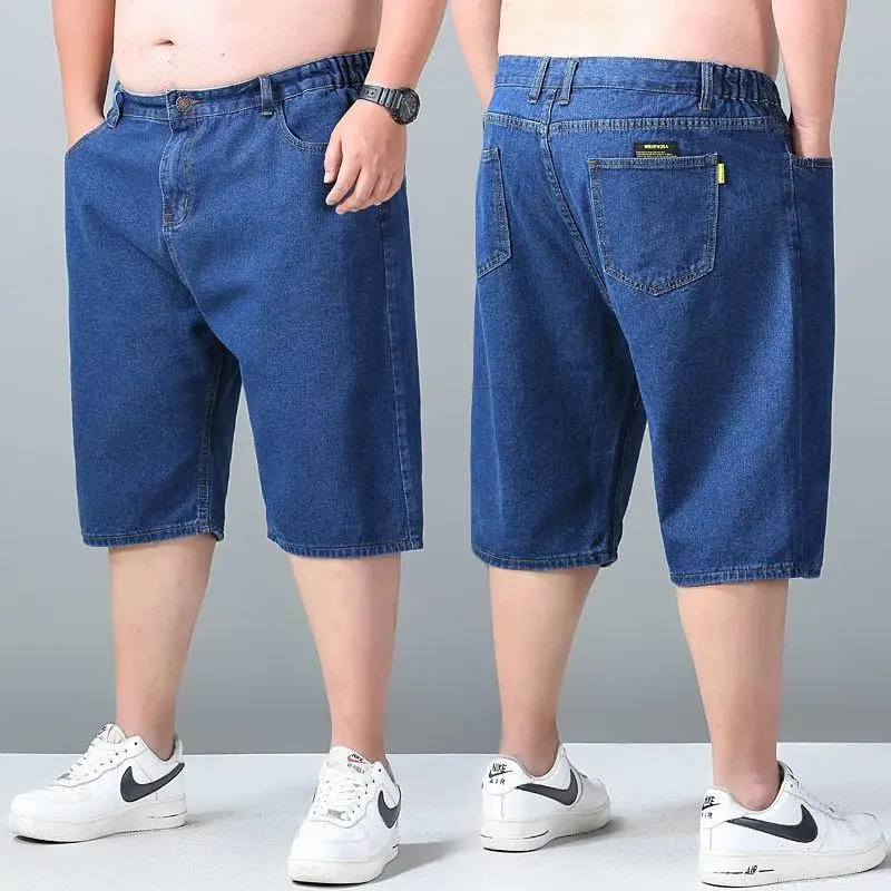 Men Plus Size Short Jeans Pants Denim Shorts Straight Cutting Pants Summer Short Pants