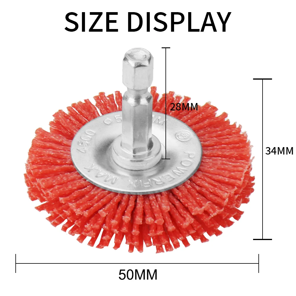 Nylon Filament Abrasive Wire Brush Wheel & Cup Brush with 1/4 Inch Hex Shank for Drill Rotary Tool Metal Wood Polishing