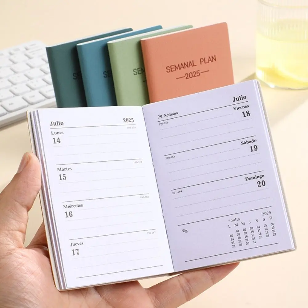 2025 A7 Spanish Agenda Book Simple Morandi Color Notebook Daily Weekly Monthly Planner Notebook To Do List Notepad With Calendar