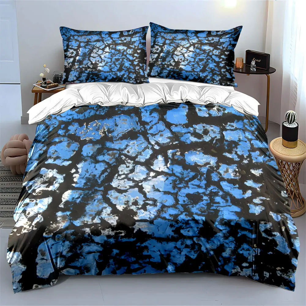 

"Abstract Blue Texture Decorative Set" Bedding Set with 1 Duvet Cover 2 Pillowcases Single Double King Queen, Gift