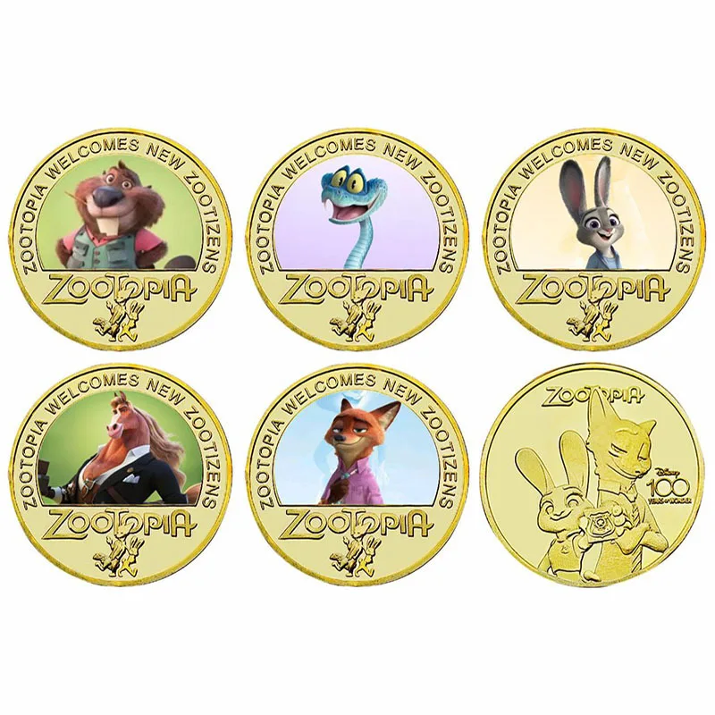 Zootopia 2 Nick Wilde Judy Hopps Weihnachts-Gedenkmünzen, Anime-Actionfiguren, Souvenir, Geschenk für süße Mädchen zum Geburtstag