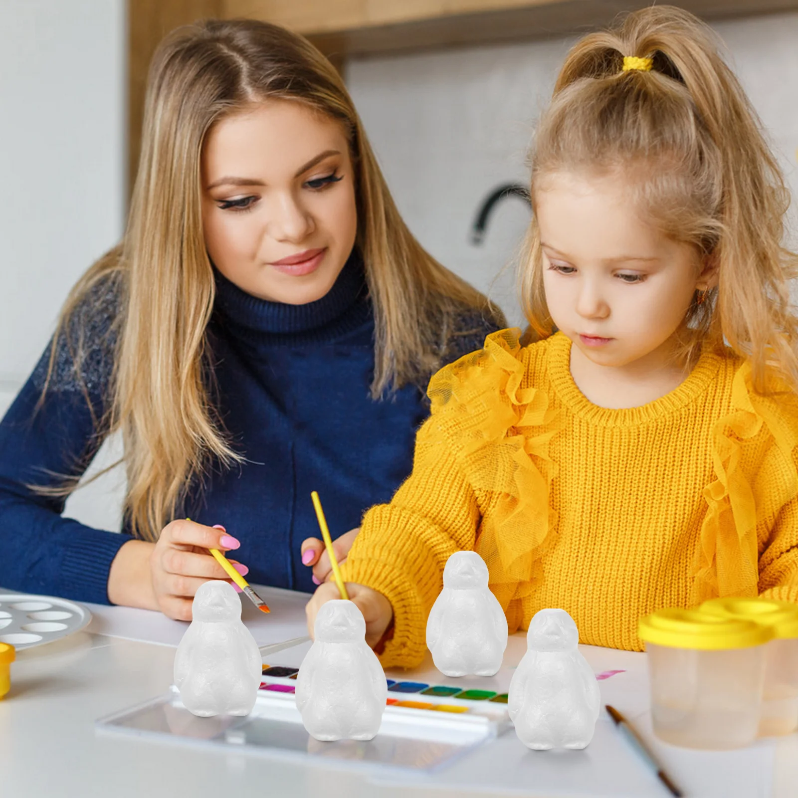 20 Pezzi Kit Artigianale Pinguino in Schiuma Fai-da-Te, Palline di Schiuma Non Finite per Dipingere, Decorare, Progetti Scolastici, Decorazione Torte