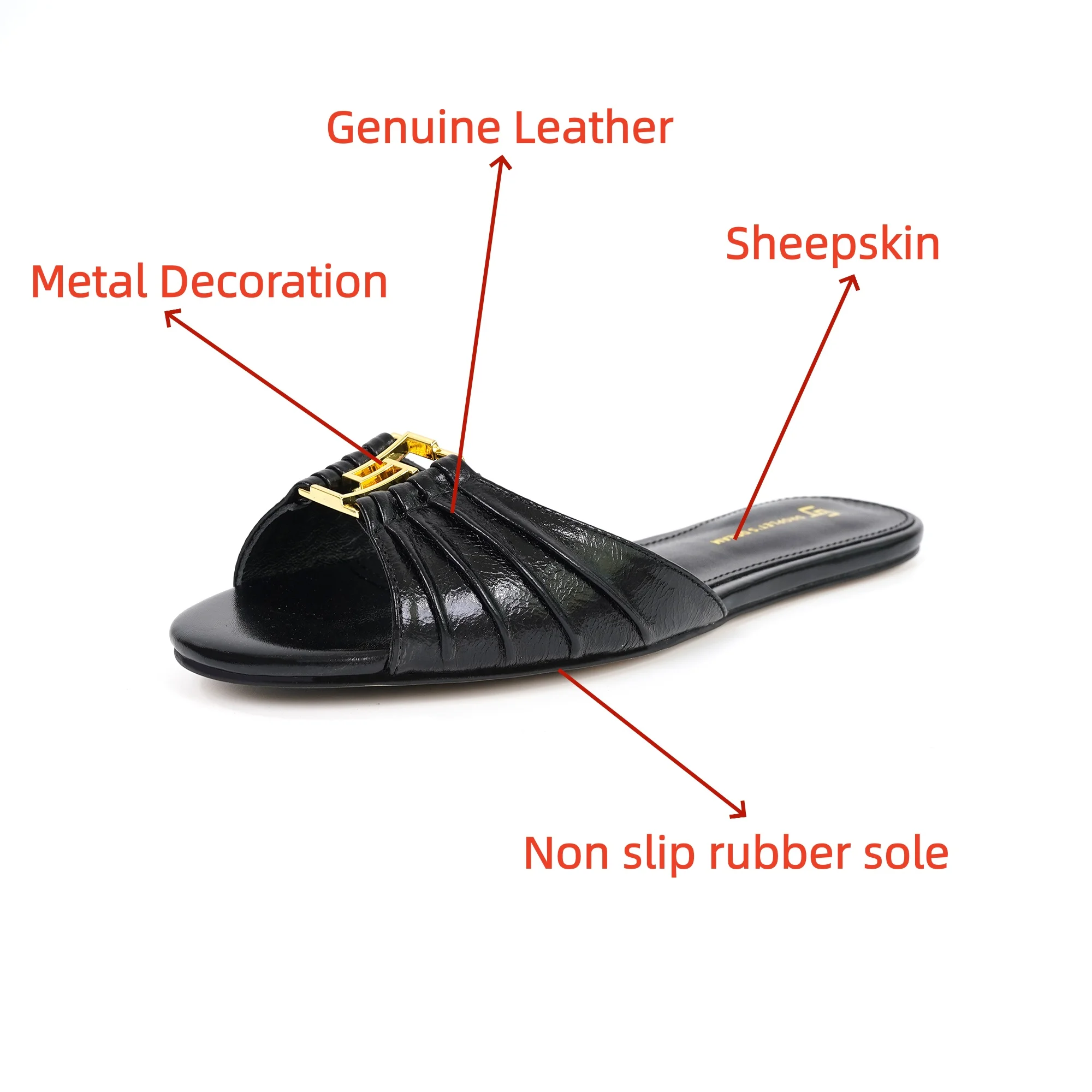 Chaussures plates d'été pour femmes, antidérapantes, pointues, en cuir véritable, style à la mode, design de marque, appartiennent à la marque M Ü Ller, tailles 35-44