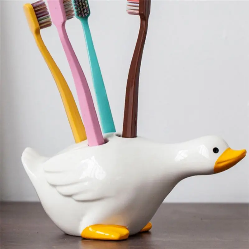 AEE4-Toothbrush Holder, Duck 4 Holes Drainable Toothbrush Holder For Bathroom Storage