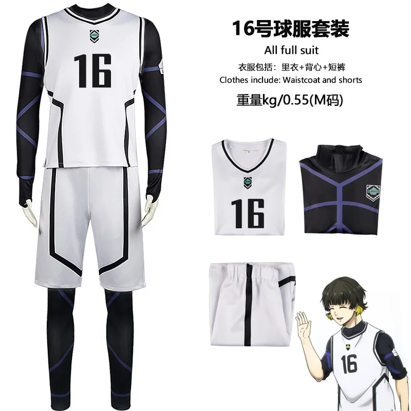 Conjunto de Jersey Azul de Anime para Cosplay, Disfraz de Jisei Ichi / Bee Happy Returns, Ropa Deportiva de Fútbol, Juego Completo de Rol