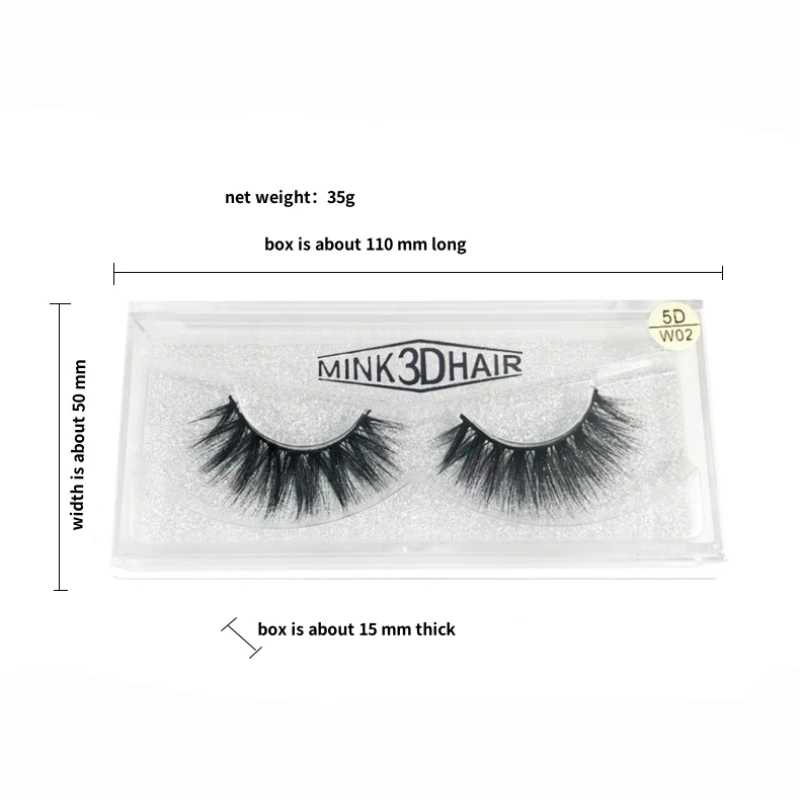 1 pair/Boxes 5D W-shape effect black stalk handmade durable reusable fits the eyes fake eyelashes