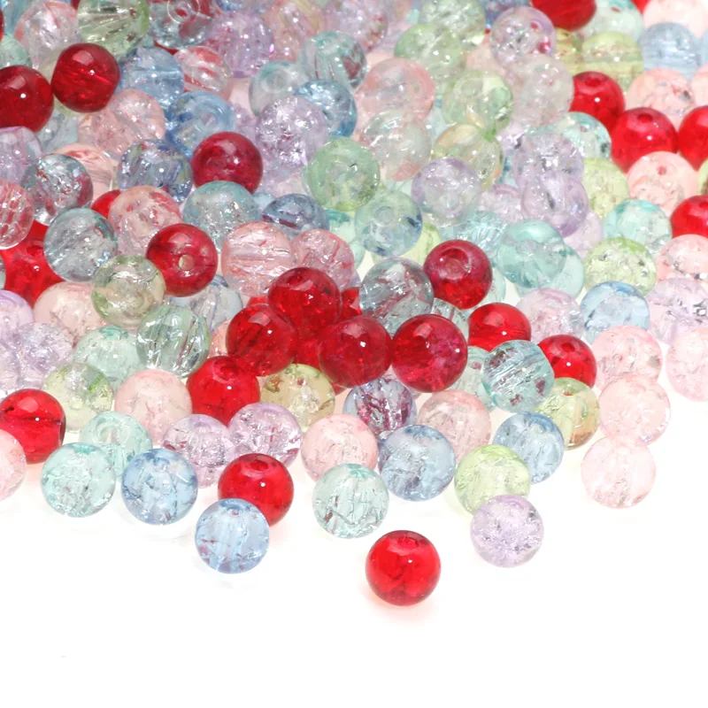 100pcs 6mm Multicolor Cracked Czech Glass Beads Crash Crystal Spacer Beads For Jewelry Making Diy Bracelet Necklace Accessories