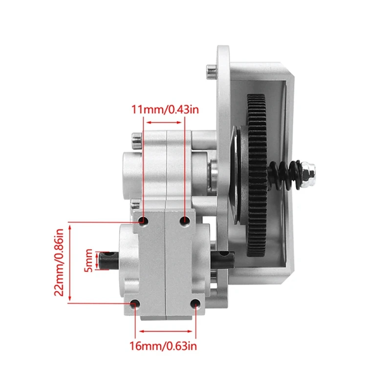 완전한 기어박스 변속기 박스, 1/10 SCX10 I II AX10 SMT10 RC 자동차 크롤러 축, 업그레이드 부품 실버