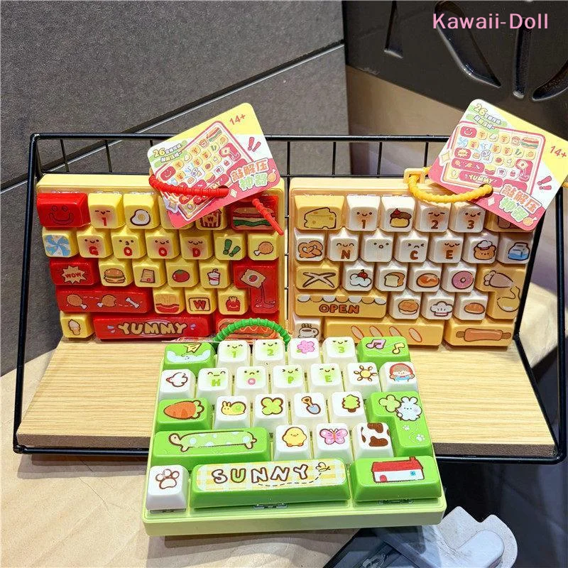 [DO]26-key Stress-relieving Keyboard Toy Keychain Cute Creative Student Birthday Gift Small Pendant Accessory[DO]