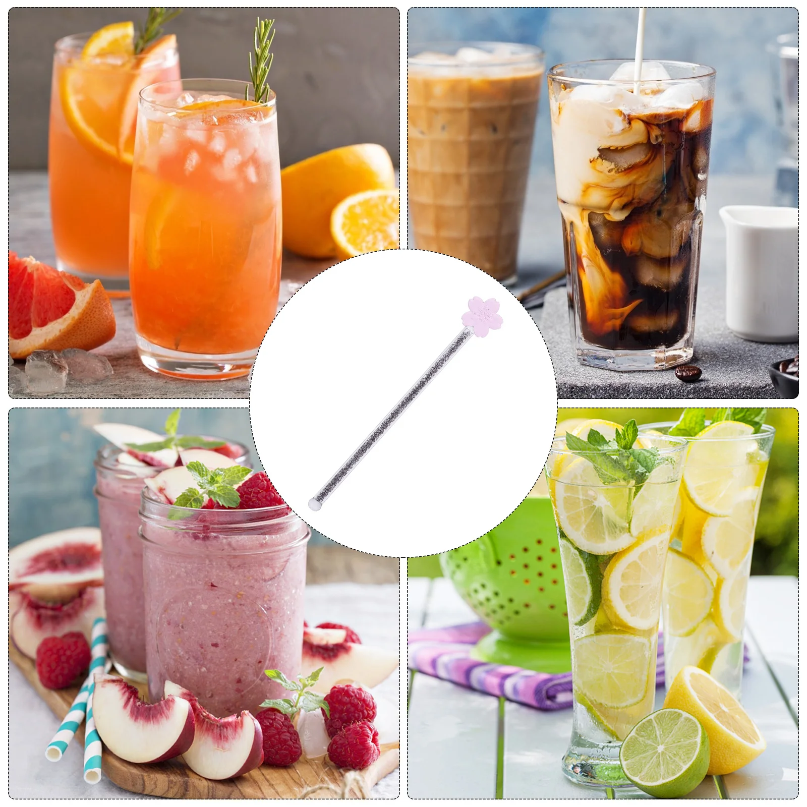 1Pcs Stylish Glass Beverage Stirring Stick Multi-Function for Cocktails Juices Teas Coffees Ideal for Various Occasions