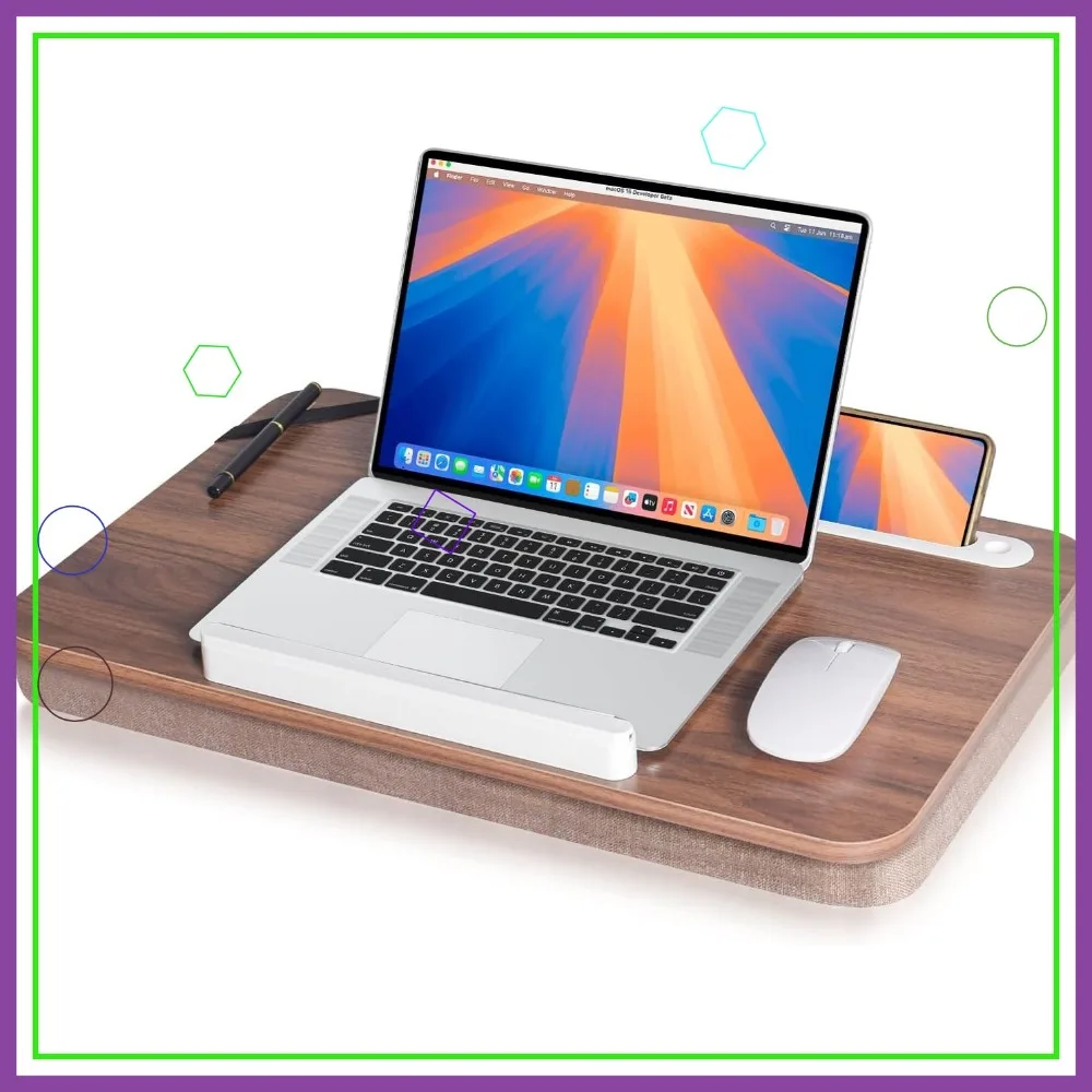 

Portable Laptop Desk with Cushion, Phone Holder for 17-Inch Devices, Home Office Use