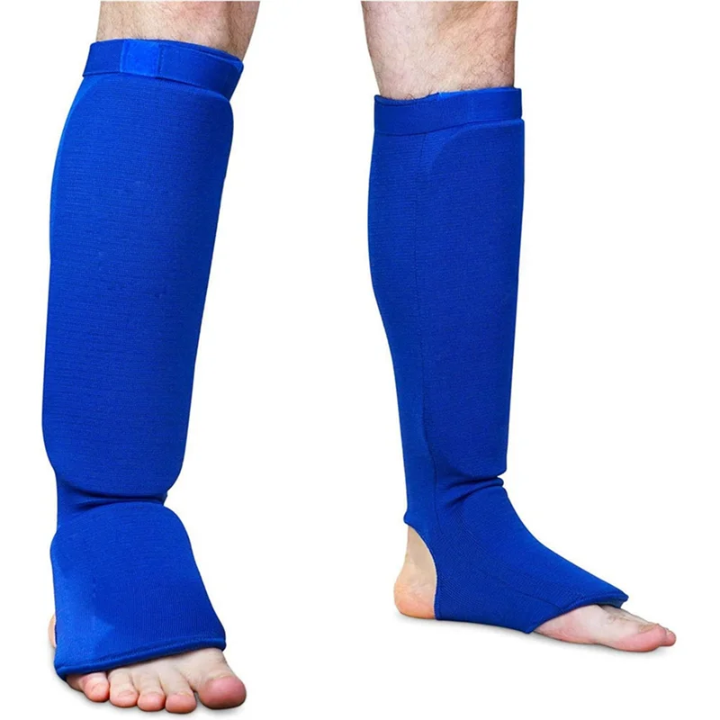 

B06C-Blue Karate Protective Gear Boxing Training Shin Guards Taekwondo Sanda Fighting Shin Guards And Instep Guards