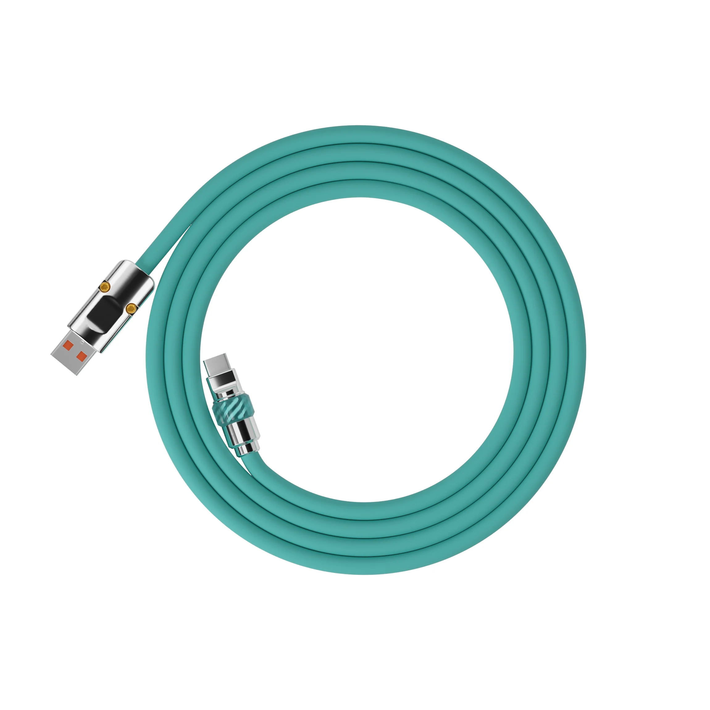 GeekBable Handmade Silicone USB-A to C Hair Head Super Fast Charging Data Cable Magic Light Suitable for Huawei Honor Phone 88W