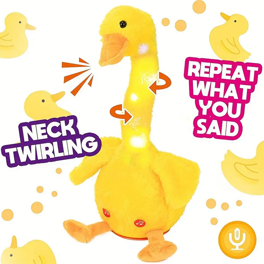 Cute Repeating Talking Duck Children's Plush Toy Fun Gift Twisting Imitation Talking Dancing Music Recording Toy Educational