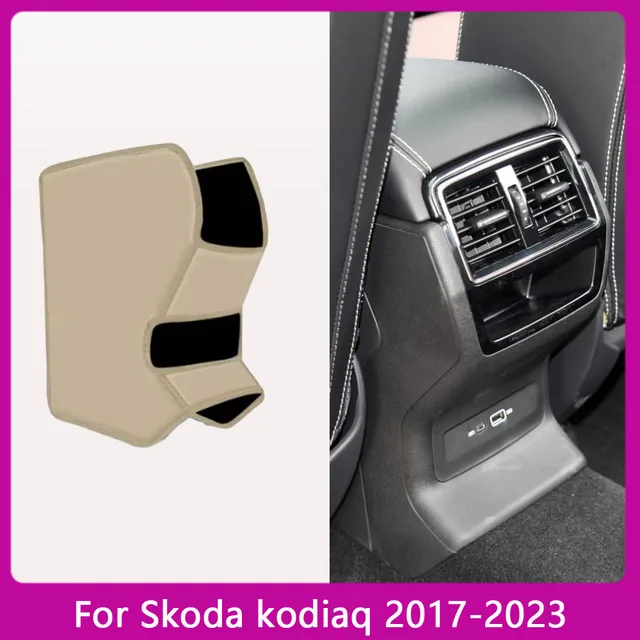 Dla Skoda Kodiaq 2017 2018 2019 2020 2021-2023 Mata podłokietnika samochodowego Anti Kick Pad Skórzana osłona ochronna z mikrofibry Akcesoria