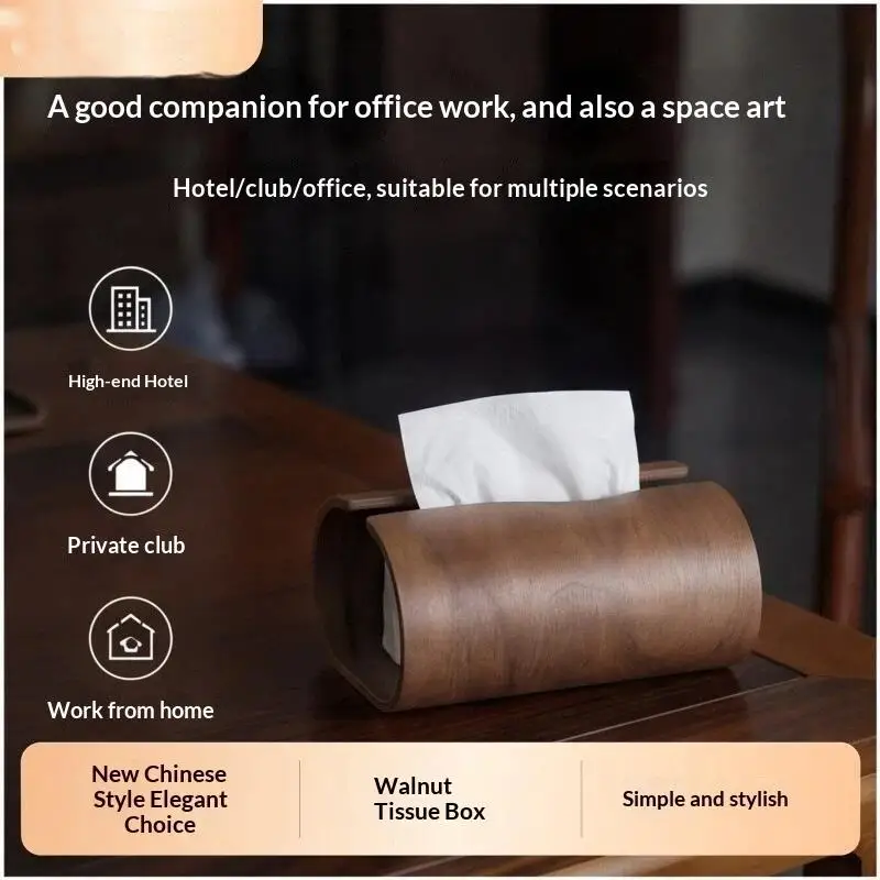 Walnut Wood Tissue Box Handcrafted Smooth Finish Large Capacity Napkin Holder for Home Kitchen Countertop Decor