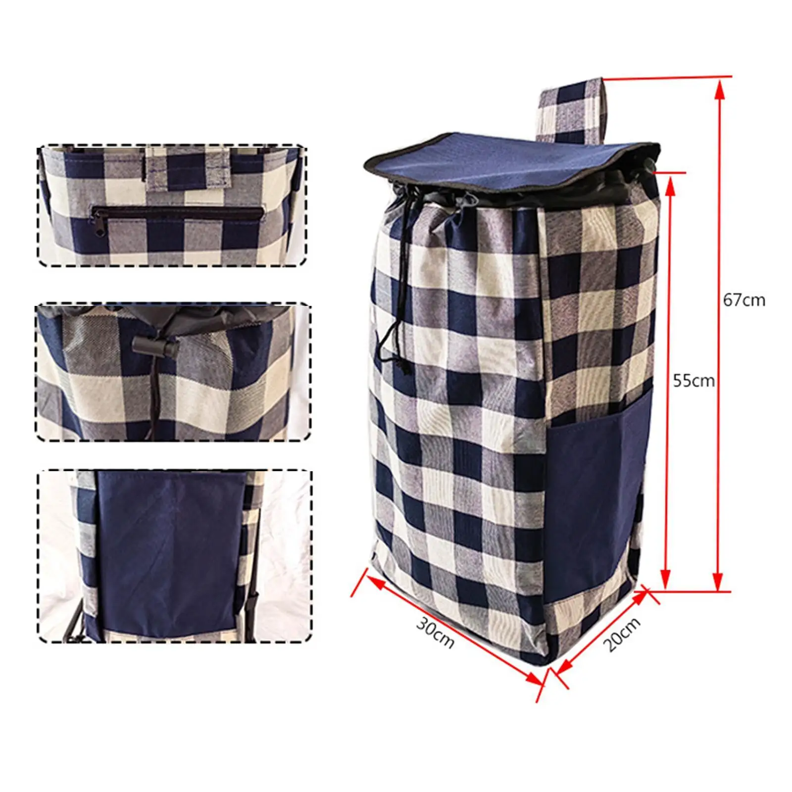 Oxford Cloth Shopping Bag Grocery Cart Pocket Trendy Wear Resistant Trolley Bag Grocery Cart Bag for Outside Utility Cart