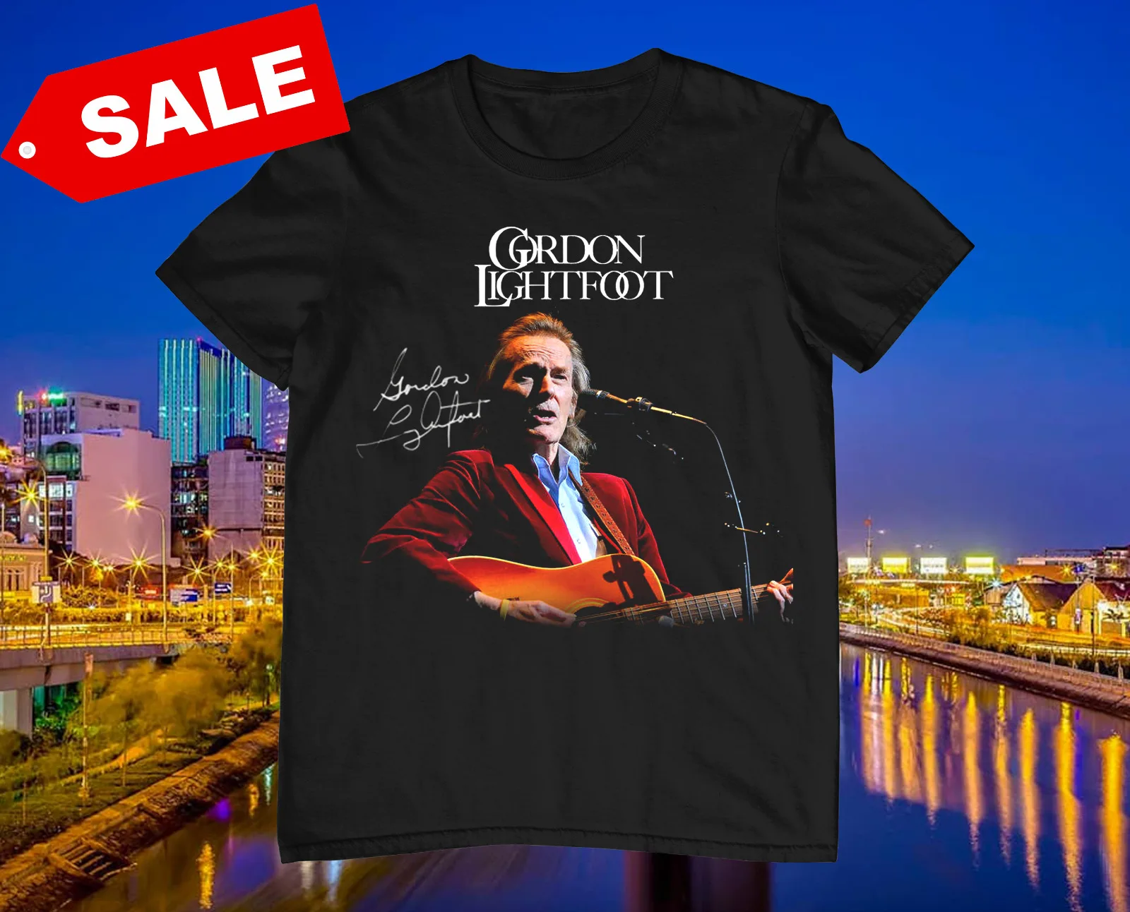 Gordon Lightfoot Live In Concert Cotton Black All Size Unisex Tee Shirt AA1991